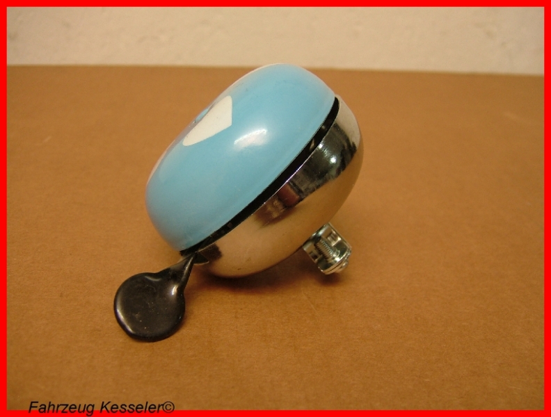 Ding Dong Glocke 80 mm Klingel Chrom (hellblau Lackiert) mit Herzchen *NEU*